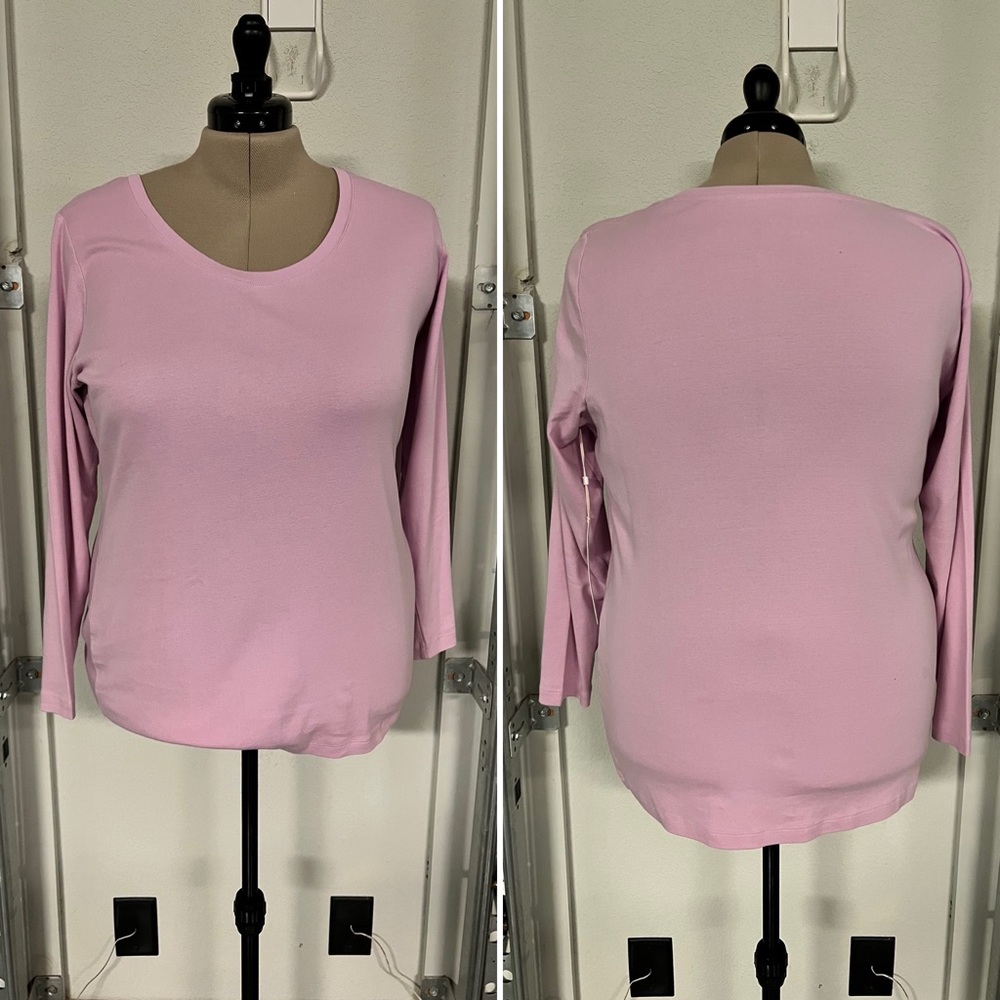 NWT Caslon pink long sleeve tee - size 1X